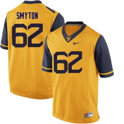 Men's West Virginia Mountaineers NCAA #62 Garrett Smyton Yellow Authentic Nike Stitched College Football Jersey KU15Y73MY